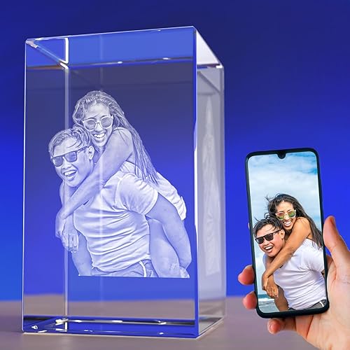 Miniatura 9 de Crystal Clear Memories Foto de cristal 3D, regalo de Navidad personalizado con tu propia foto para mamá, papá, hombres, mujeres, imagen grabada con