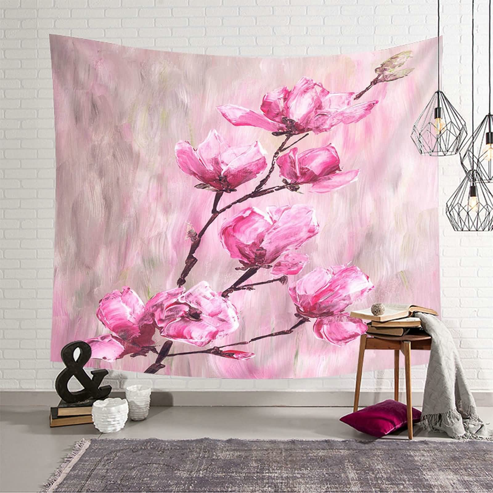 Tapiz de pared para transformar habitaciones aburridas con diseño floral rosa 150x130 8