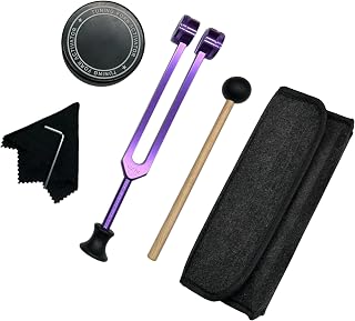 128 Hz Tuning Fork Healing Instrument with Activator, Aluminum Alloy Resonance Weighted 128Hz Tuning Fork for Healing Sound Meditation, Grounding, Mindfulness, Yoga, Reiki Practice Purple