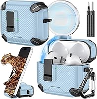 Vista 39 de Inesore Funda para AirPods Pro 3 (2025) con soporte para teléfono y kit de limpieza, compatible con MagSafe, cubierta de bloqueo automática