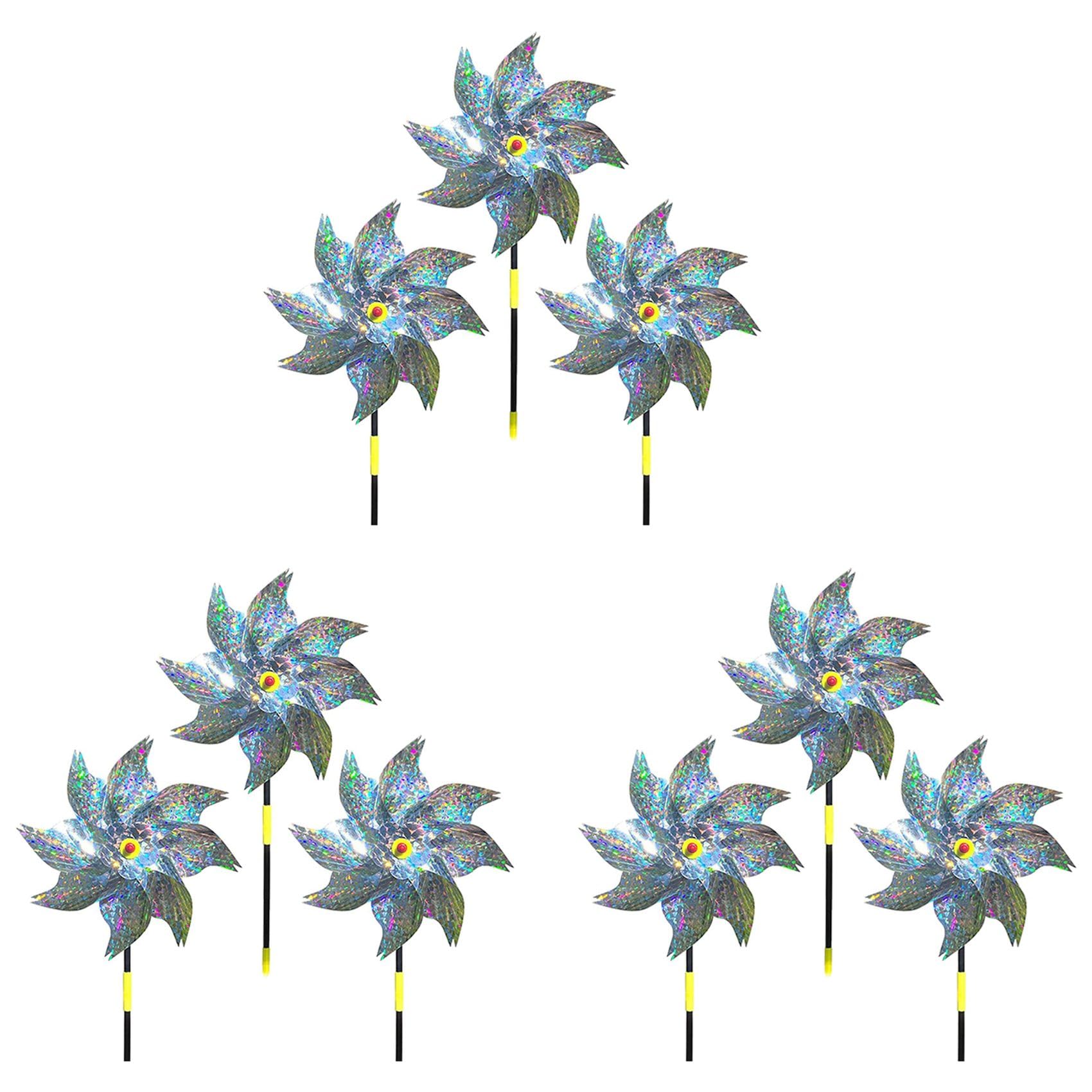 Jnchdghwa Multicolor 9 Pieces Windmills, Bird Repellent,Fruit Garden,Reflective Windmill, Bird Repellent, Bird Repellent, Reflective Windmill