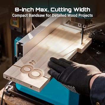 SEESII Benchtop Band Saw for Woodworking: 3A-120V Bandsaw with 8 Cutting Width, Max 3-1/8 Cutting Height, Band Saws with 0-45 Tilting Worktable&Miter Gauge&Double-Sided Fence for Detailed Woodwork