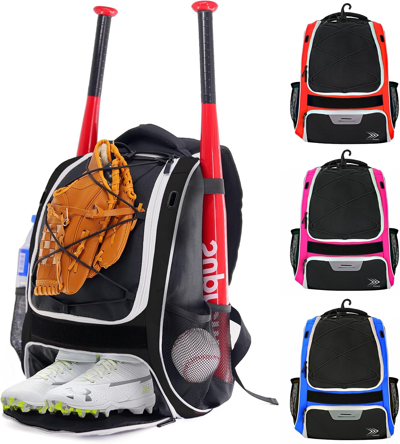 Baseball Backpack, Softball Backpack with Fence Hook Helmet & Accessories, T-Ball Backpack for Youth