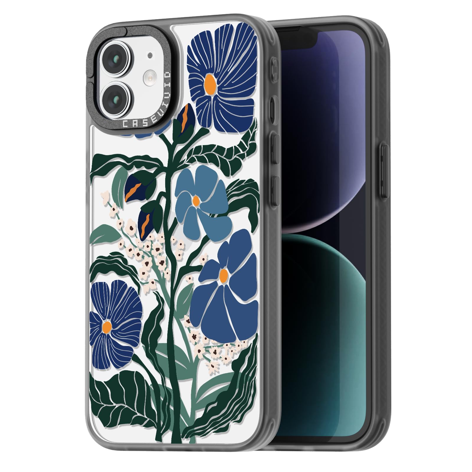 casevivid Compatible for iPhone 11 Case Cute Aesthetic - Durable Fashion Funny Phone Case - Girly Passiflora Caerulea Pattern Print Cover Design for iPhone 11 6.1" Black