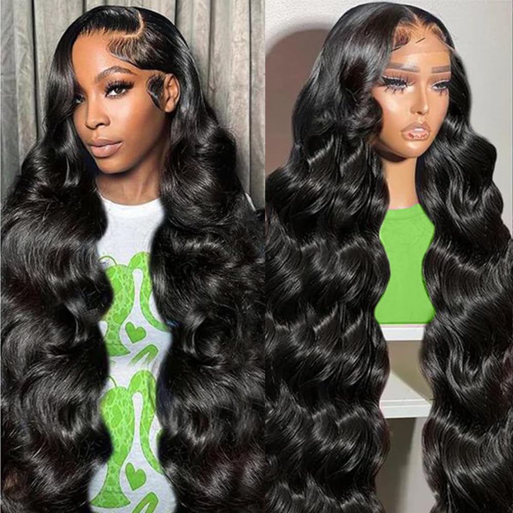 13x6 Lace Front Wig Human Hair 180 Density Pre Plucked Glueless Body Wave 22 ABBETEY 24 13x6 Lace Front Body Wave HD Human Hair Wig for  main image 4