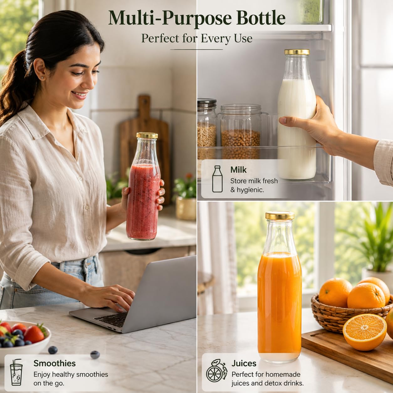 Pure Source India Glass Bottle - 1L Airtight -6