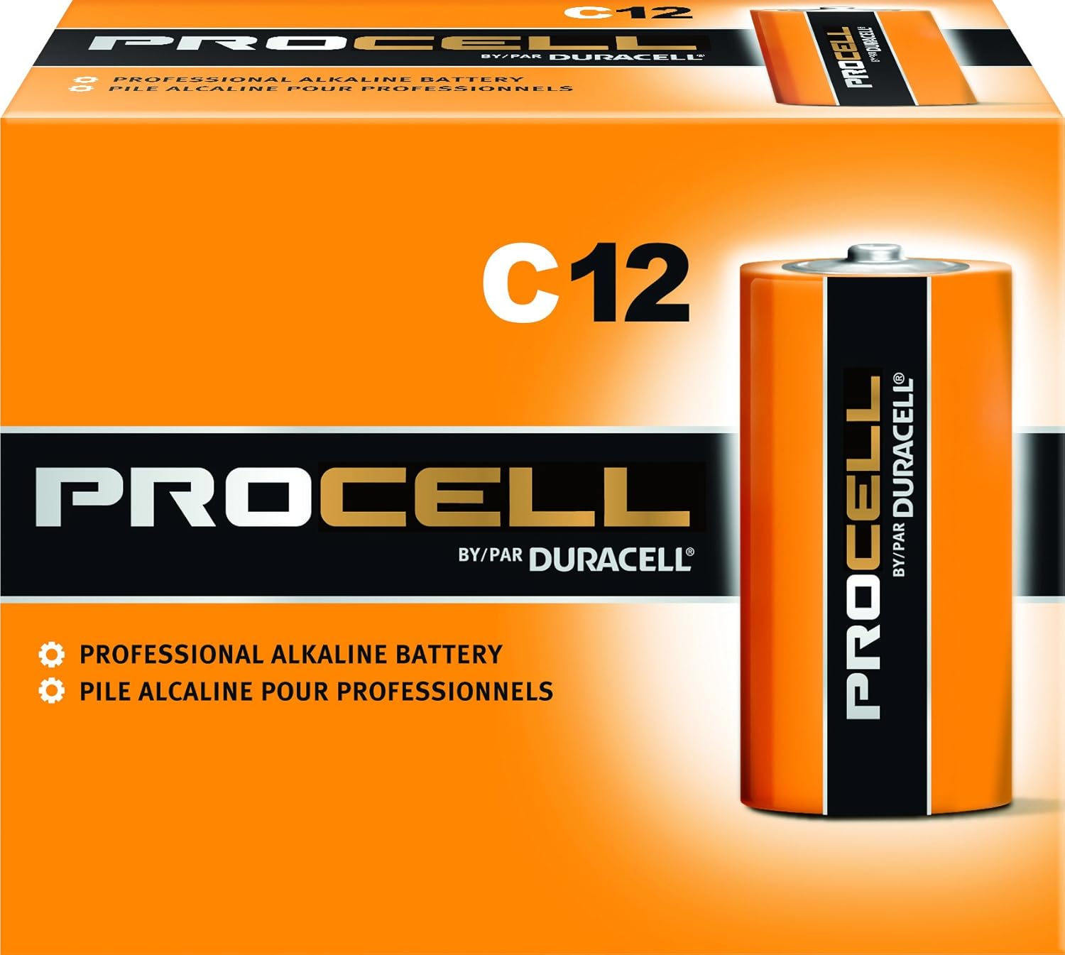 Duracell PC1400 Procell Alkaline-Manganese Dioxide Battery, C Size, 1.5V (Case of 72)