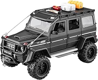 TOYS LAND 1:24 Scale Diecast Metal Toy Car, Pull Back SUV Model Vehicle with Openable Doors, Sound and Light Simulation, Zinc Alloy Collectible Car, Ideal Gifts for Adults Kids Boys Girls (Black)