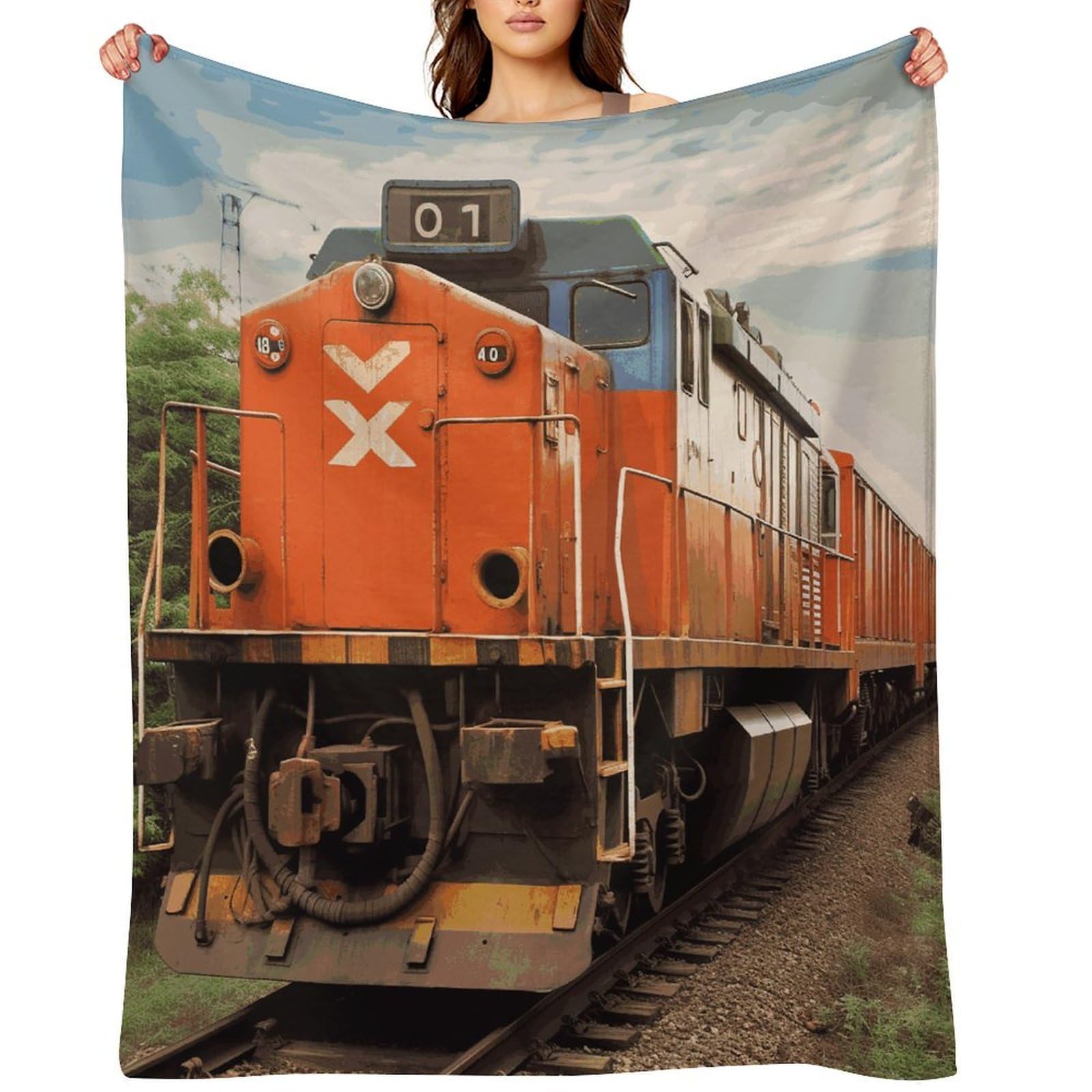 Train Blankets Flannel Soft Blanket for Couch Warm Cozy Throw Blankets Fashion Bed Blanket Thick Bath Towel Bedspread Tapestry for Home Supplies Gift 60"x80"