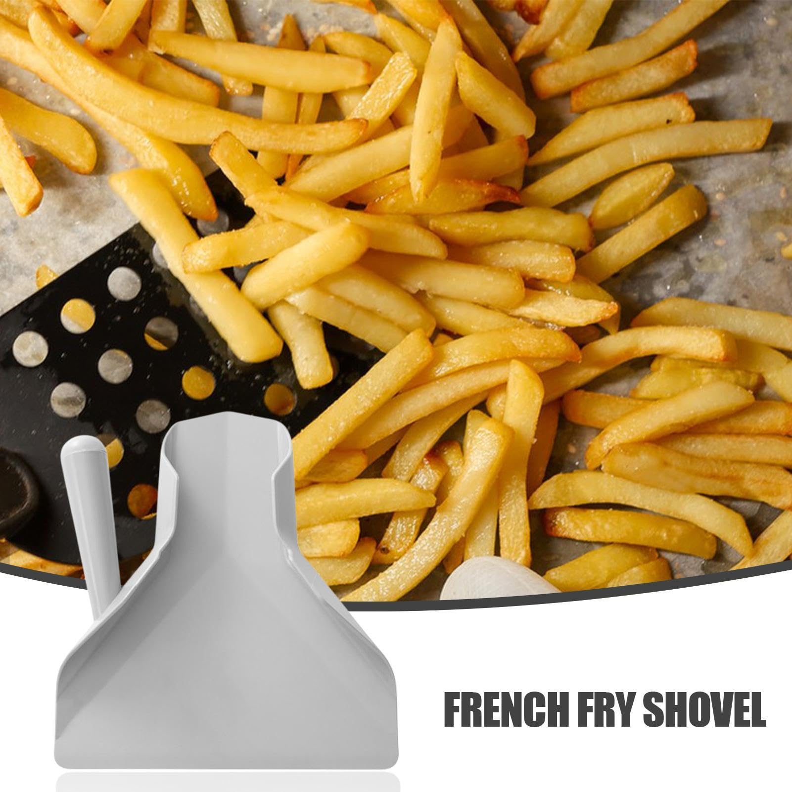 Pala para patatas fritas, Cuchara para patatas fritas Recogedor para patatas fritas con mango Espátula para patatas fritas antideslizante para el hogar, utensilios de cocina de calidad alimentaria