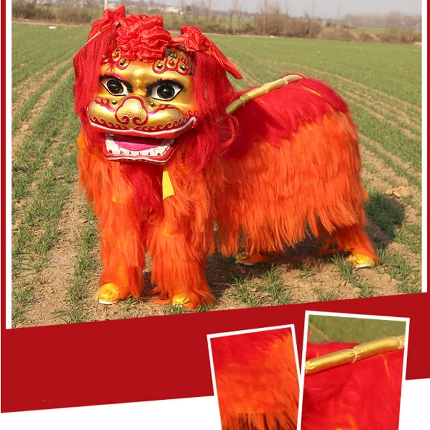 Drago Cinese per Feste Costume da Danza del Leone in Cotone, Drago, Splendido Capo di, Mascotte della Testa Feste Cinesi in Italia(C)
