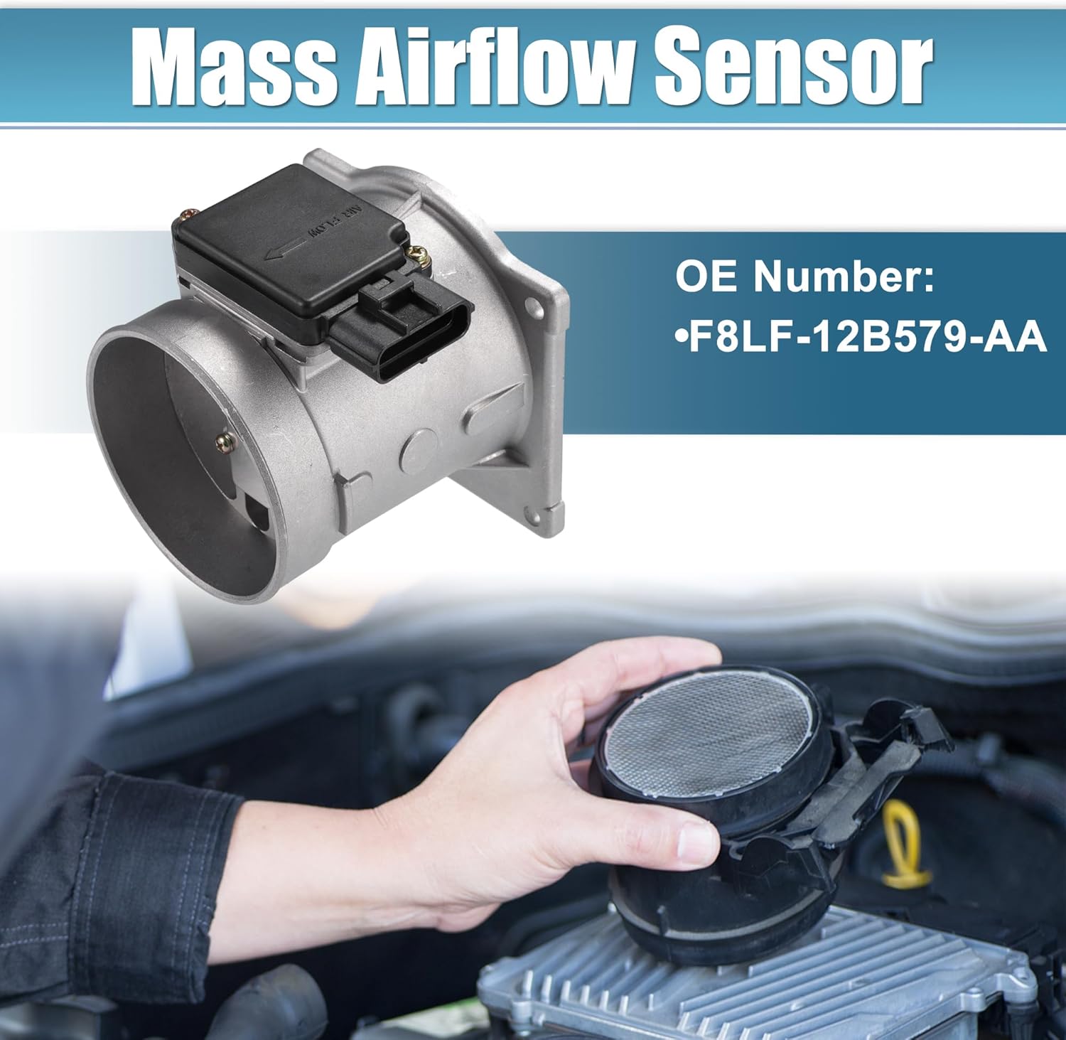X AUTOHAUX Car Mass Air Flow Sensor Meter Automotive Air Flow Sensor Meter for Ford Expedition 1997-1998 for Ford F-150 1997-1998 No.F8LF-12B579-AA