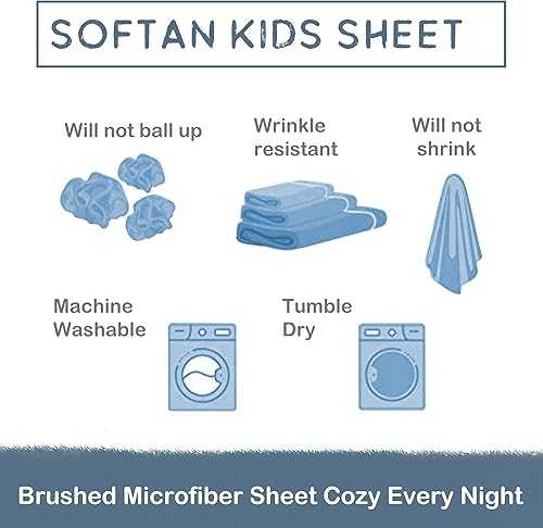 Miniatura 8 de Juego de sábanas para niños y niños, tamaño individual, sábanas de microfibra para niños, sábana bajera ajustable para niños, transpirable y sedosa,