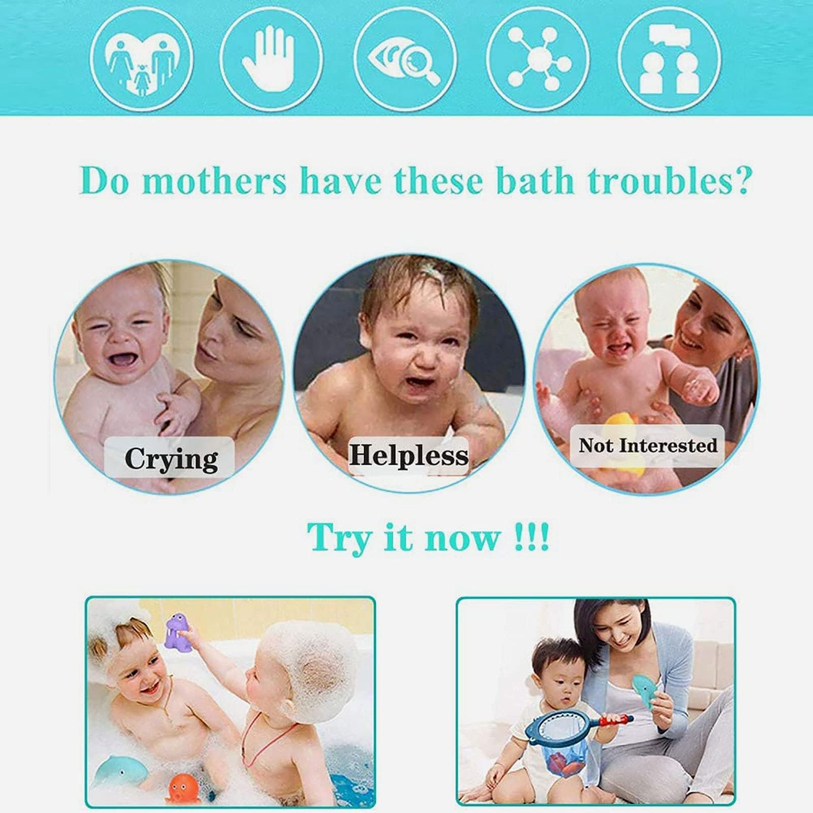 Juguetes Baño Bebe, 7 PCS Juguetes Bañera para Bebés, Juguetes para la Hora del baño, sin BPA, Ocean Juguete de Baño, Niños Niña Juguetes Educativos Seguro — view 5