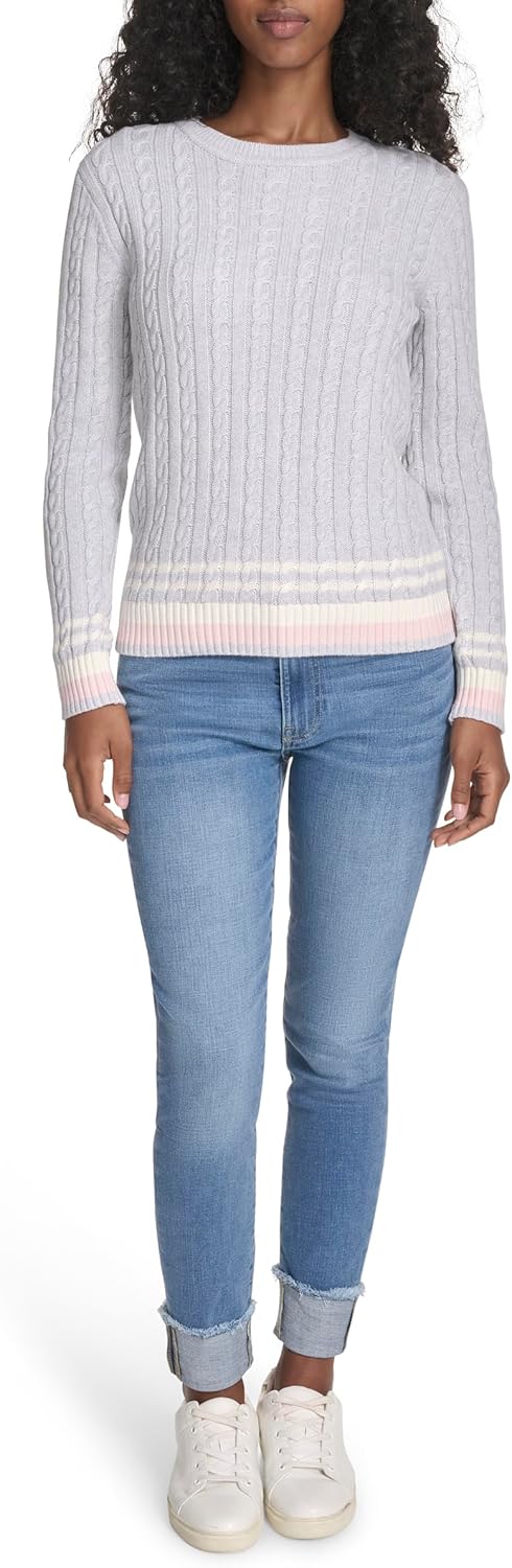 Tommy Hilfiger Womens Cotton Crewneck Cable Sweater - Image 2