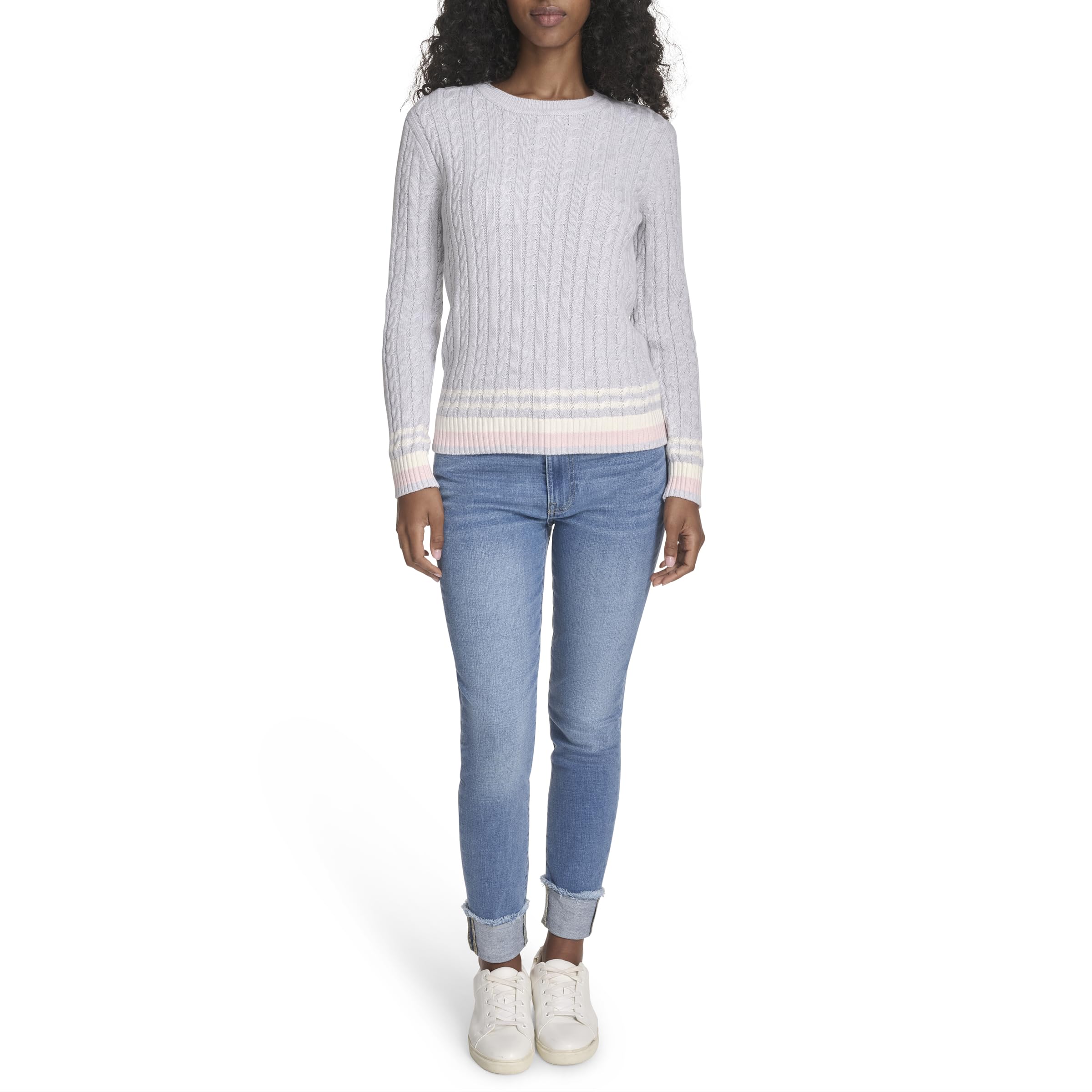 Tommy Hilfiger Damen Cotton Crewneck Cable Sweater Pullover