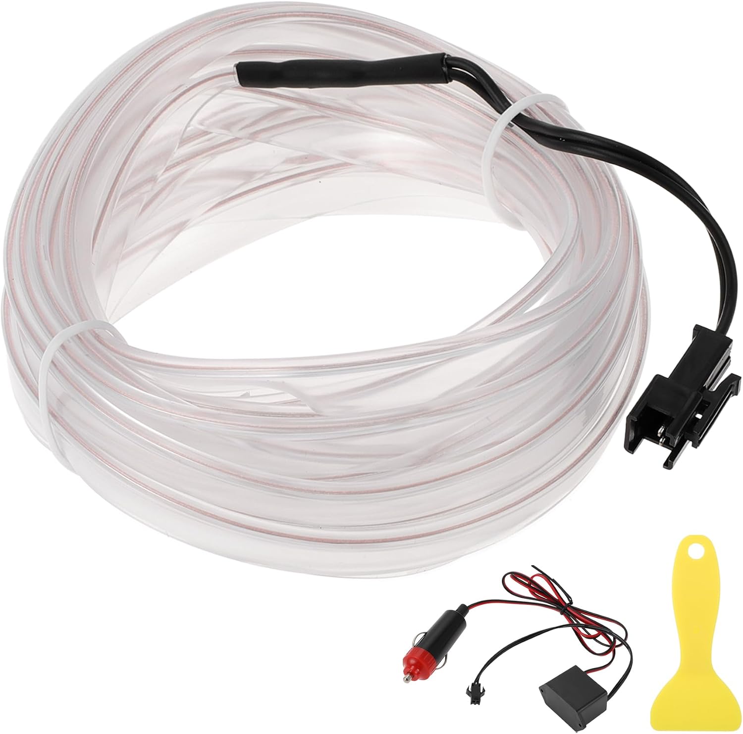 4m EL Wire Cable LED Glow String Light Car Interior Lighting Strip Flexible Neon Light for Car Decoration Cigarette Lighter(12v) White