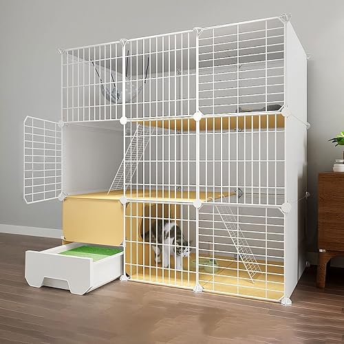 Jaula para Gatos de Interior con Caja de Arena, recintos para Gatos, casa para Gatos