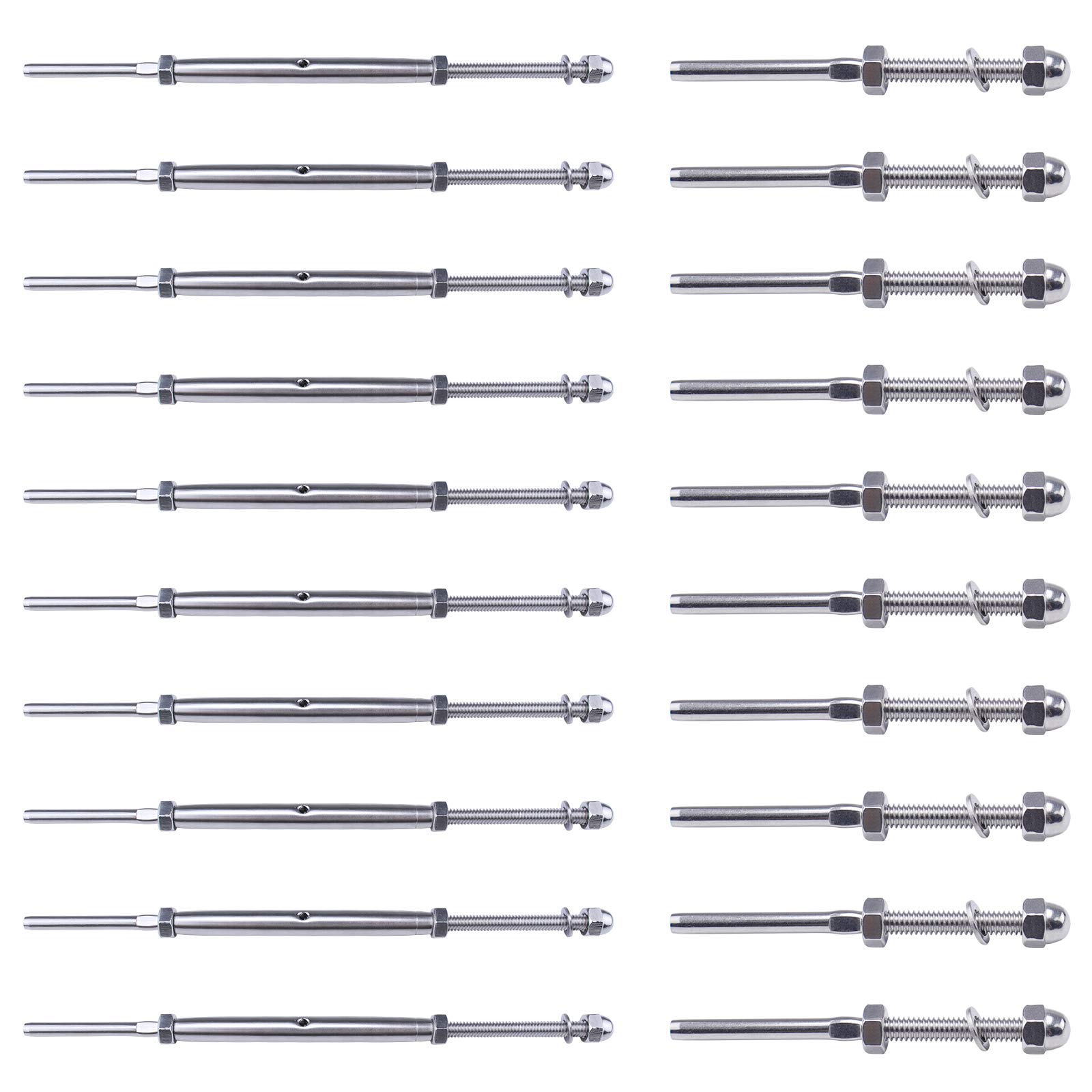 Buy Muzata 10Set Cable Railing Kit,1/8"Lag Screw Swage Turnbuckles and
