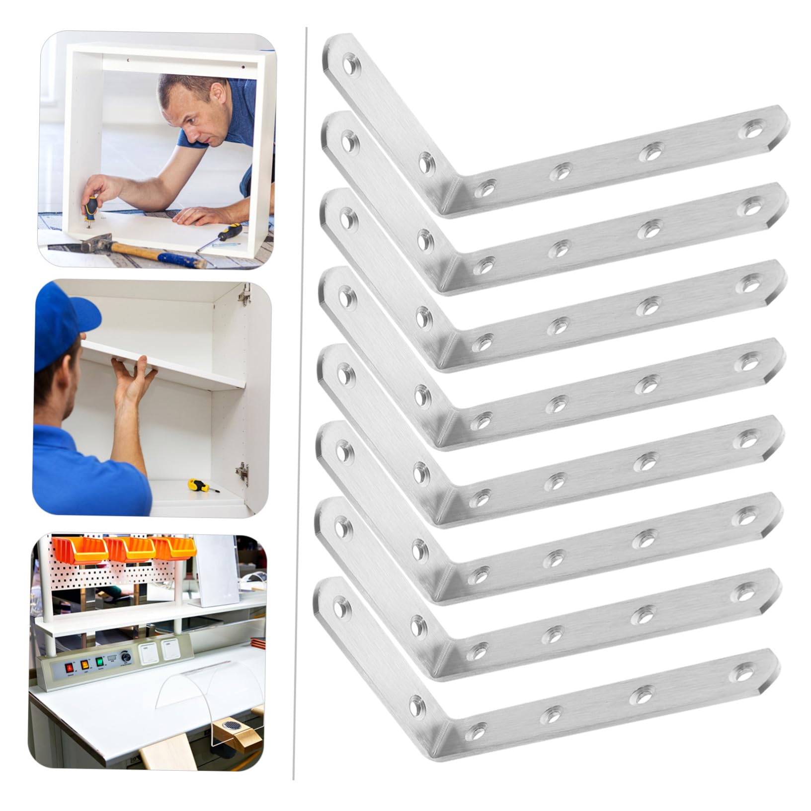 10 Stück Edelstahl L-winkel für Regale 90 Grad Schwerlast Winkelverbinder mit Montageschrauben für Schuhregal und Kleiderschränke