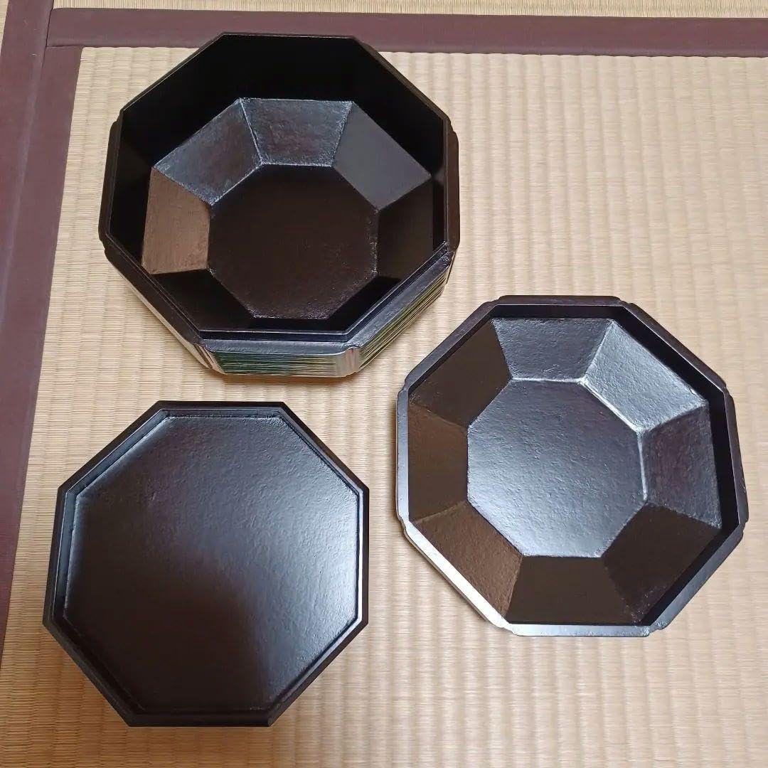 未使用　青漆爪紅　ヘギ目　八角　 食籠　表千家　茶道具　漆器　漆芸　木製　⑤ 未使用 青漆爪紅 ヘギ目 八角 食籠 表千家 茶道具 漆器 漆芸