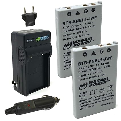Wasabi Power Battery and Charger Kit for Nikon EN-EL5 and Nikon Coolpix 3700 4200 5200 5900 7900 P3 P4 P80 P90 P100 P500 P510 P520 P5000 P5100 P6000 S10