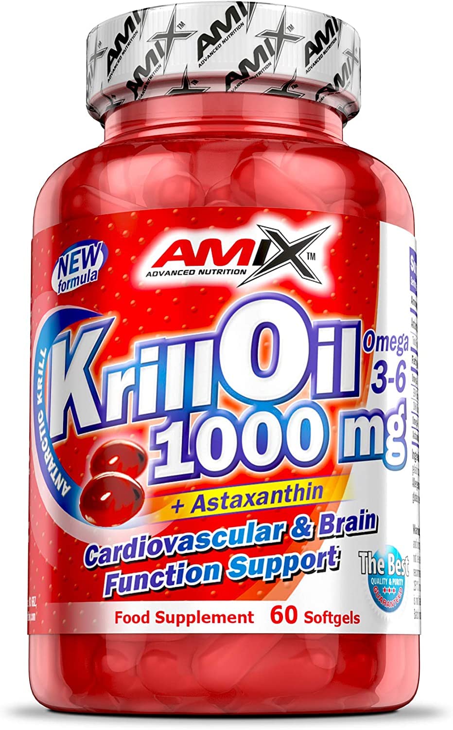 AMIX Krill Oil 1000 Mg 60 Caps pour adultes, idéal pour utilisation pratique, format pratique