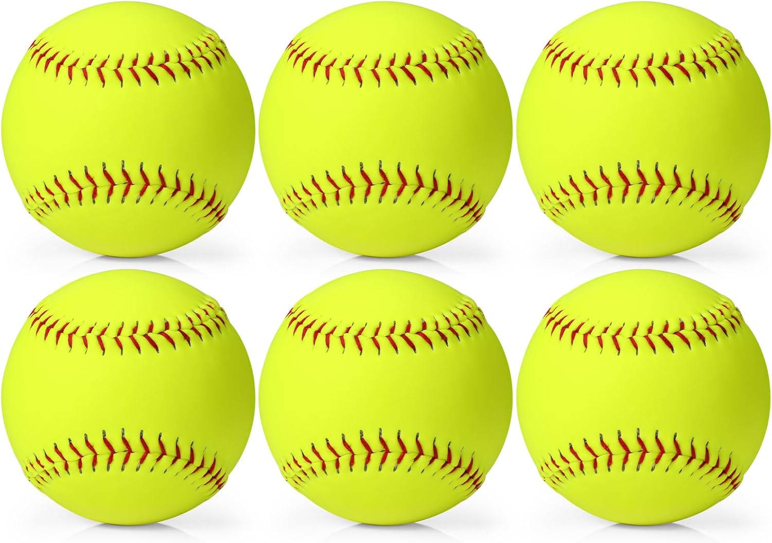 Lewtemi 11-Inch Official Softballs - Neon Yellow Synthetic Leather for Fastpitch Slowpitch Training, Youth Adult Practice 6-Pack