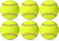 Lewtemi 11-Inch Official Softballs - Neon Yellow Synthetic Leather for Fastpitch Slowpitch Training, Youth Adult Practice 6-Pack