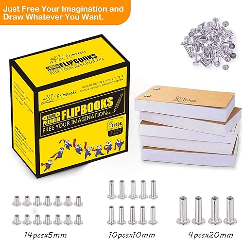 Miniatura 6 de PRIMBEEKS Libros de papel en blanco prémium con agujeros, 280 hojas (560 páginas) que no se corre  Funciona con kit de flipbook, papel de libro de