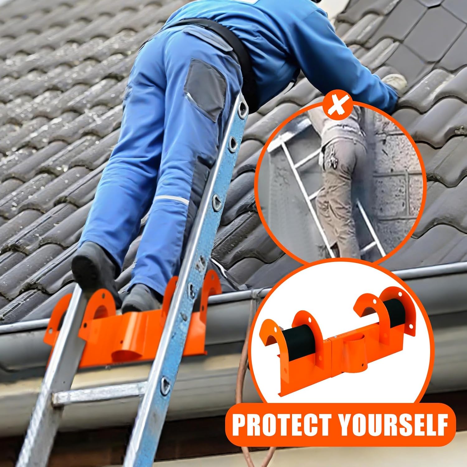 Moxweyeni Ladder Stabilizer for Gutter Ladder Helper Adjustable Heavy Duty Steel Non Slip, Guard Your Roof During Painting and Access Width Range Standoff for Gutters and Roof Safety Protection
