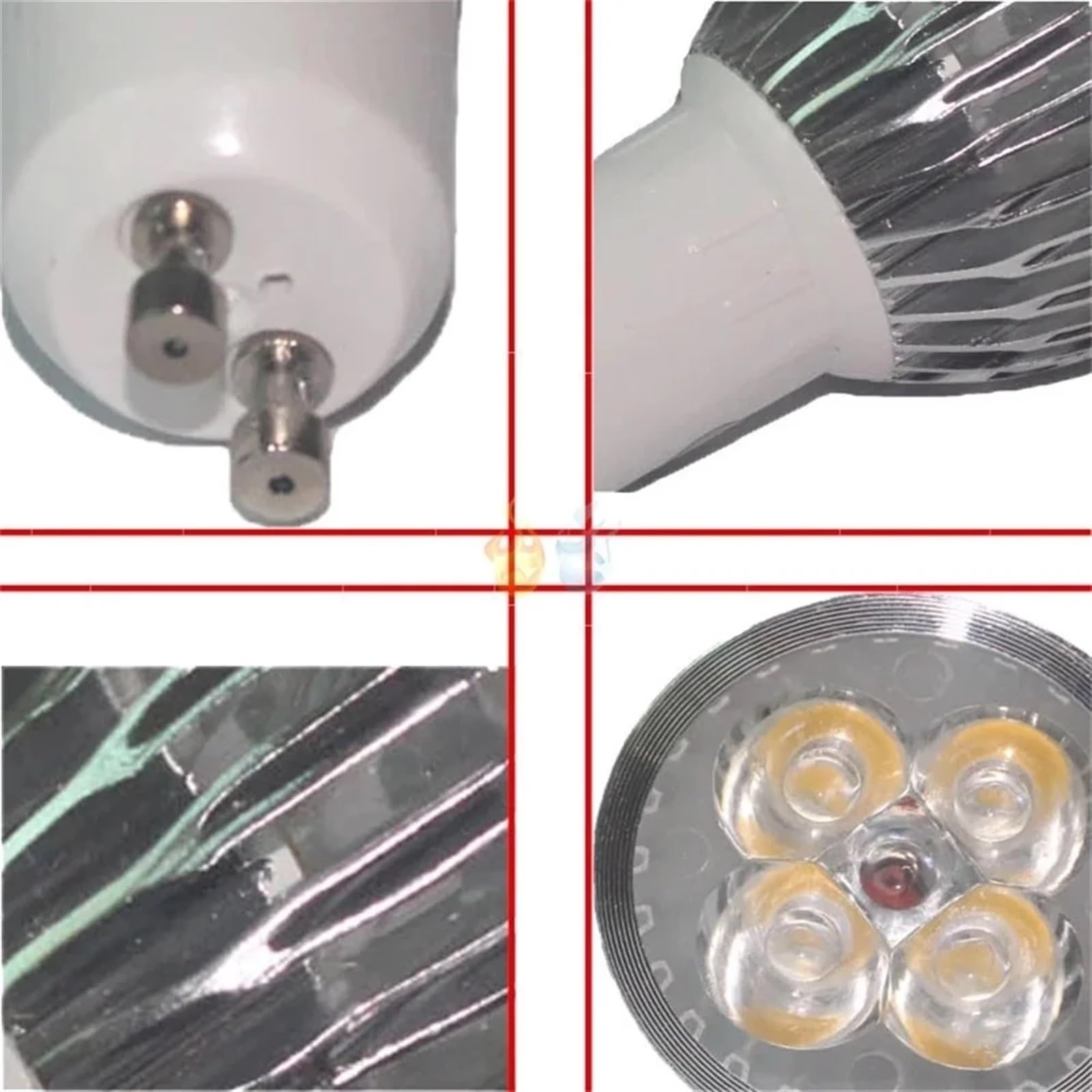 4 Bombillas de luz LED GU10 85-265V lámpara de Fuente IP65 focos LED Impermeables luz descendente LED Blanca cálida for iluminación Interior (Color : Warm White)