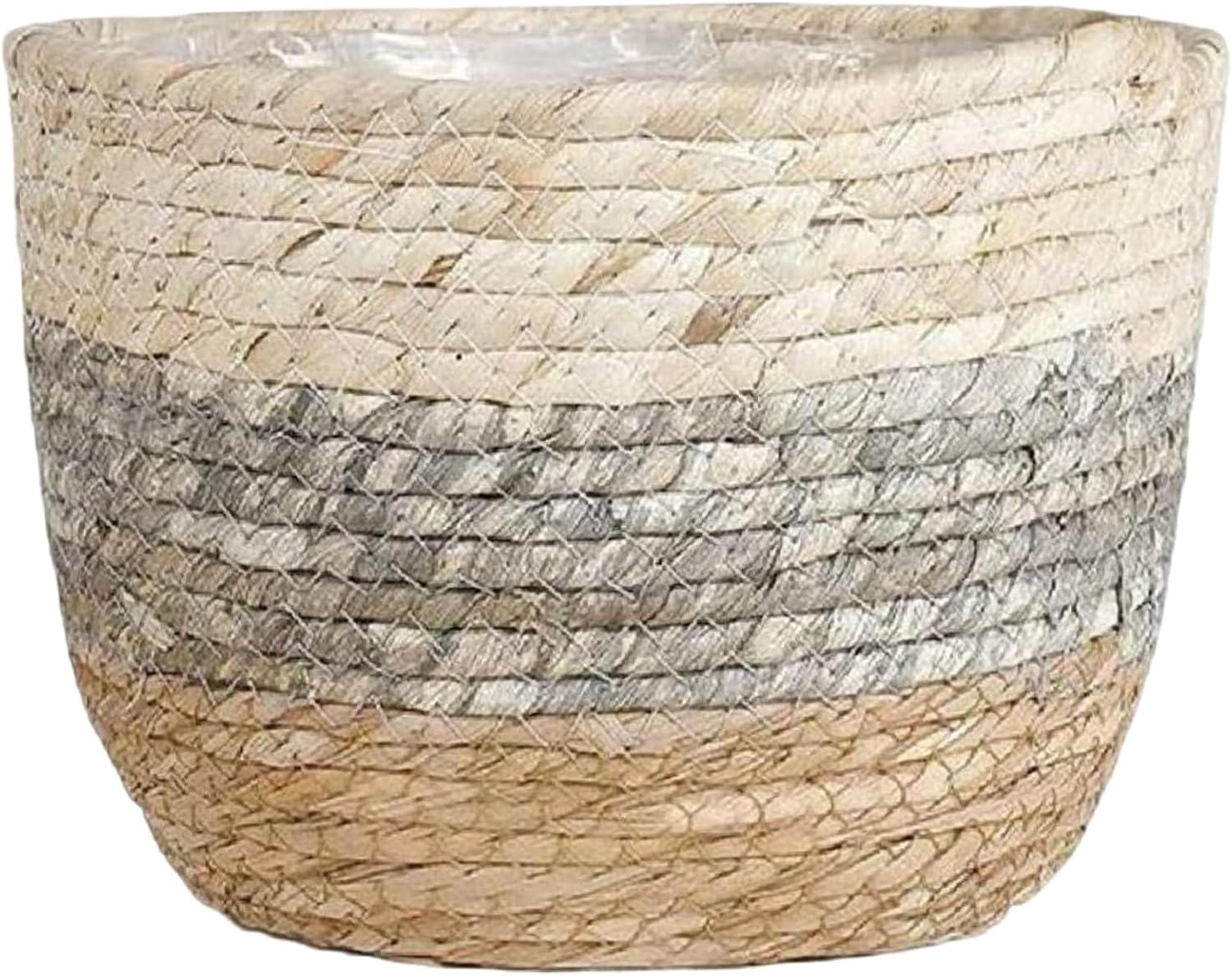 Wicker Planter Basket, 8.7 Inch Woven Plant Basket with Waterproof Inner Liner Decorative Planter Straw Flower Pot for Plants Indoor Home Decor.