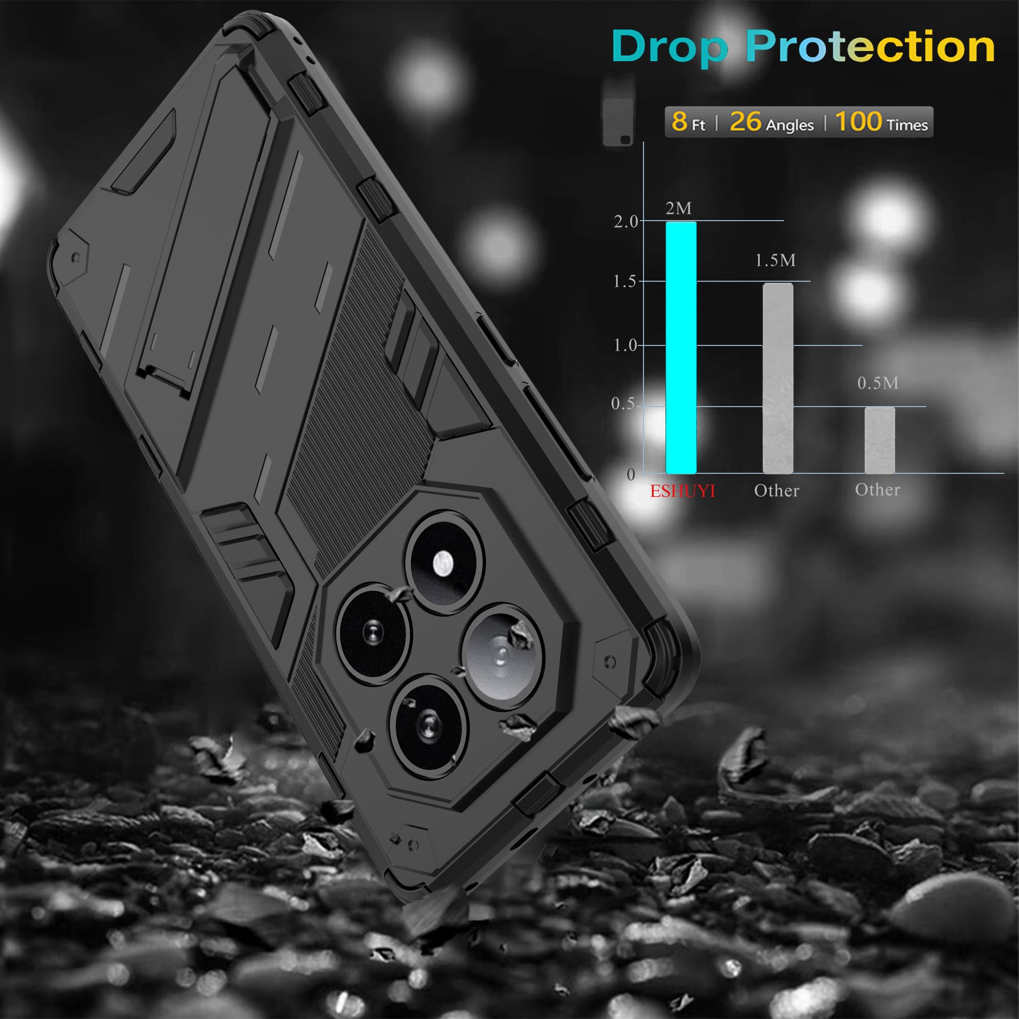 ESHUYI Case For Xiaomi Redmi Note 14 Pro Plus(Pro ) 5G With Expanding Stand And Shockproof TPU Bumper, [Military Grade Anti-Fall Protection], Cover - View #8