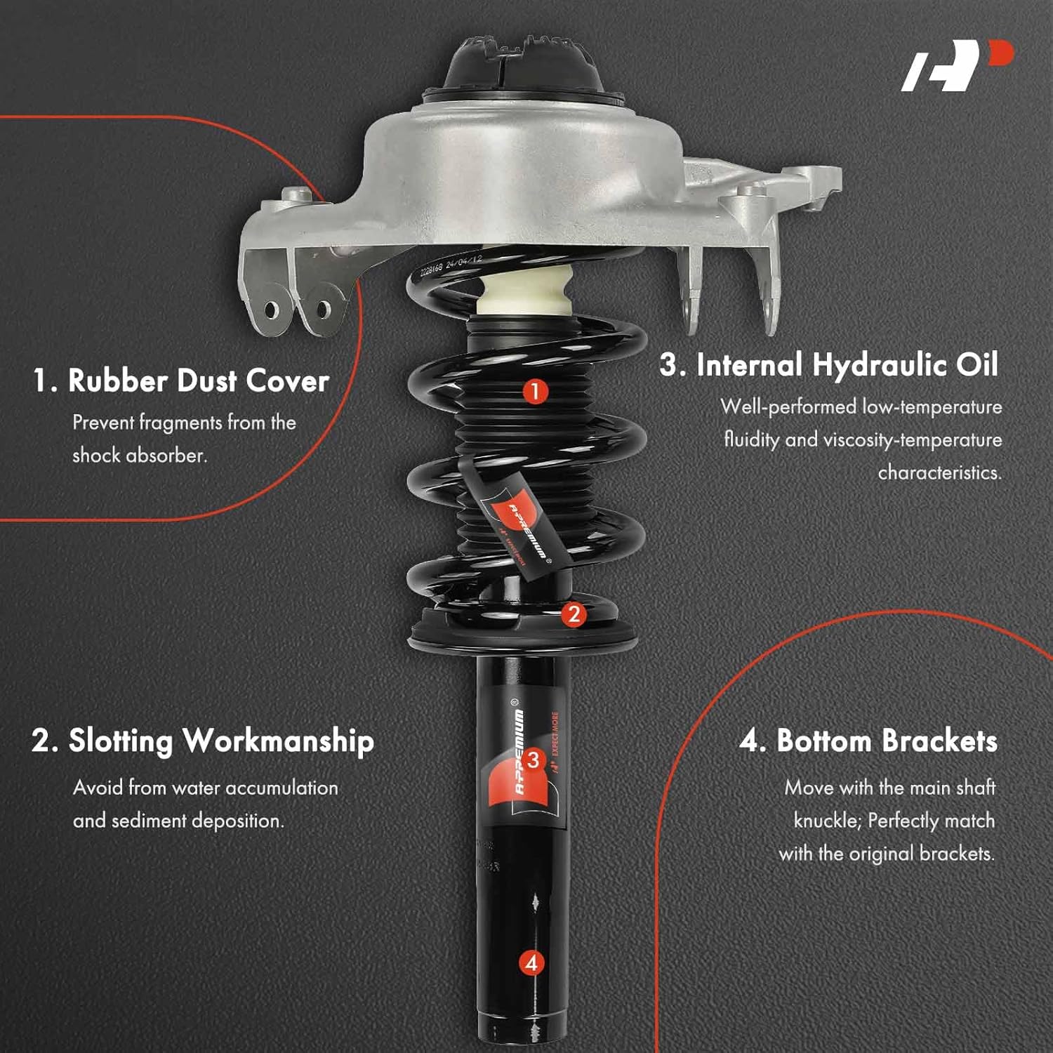 A-Premium Front Pair (2) Complete Strut & Coil Spring Assembly Compatible with Audi Q5 2011-2017, 2.0L Turbocharged Only, Driver and Passenger Side, Replace# 18-920534
