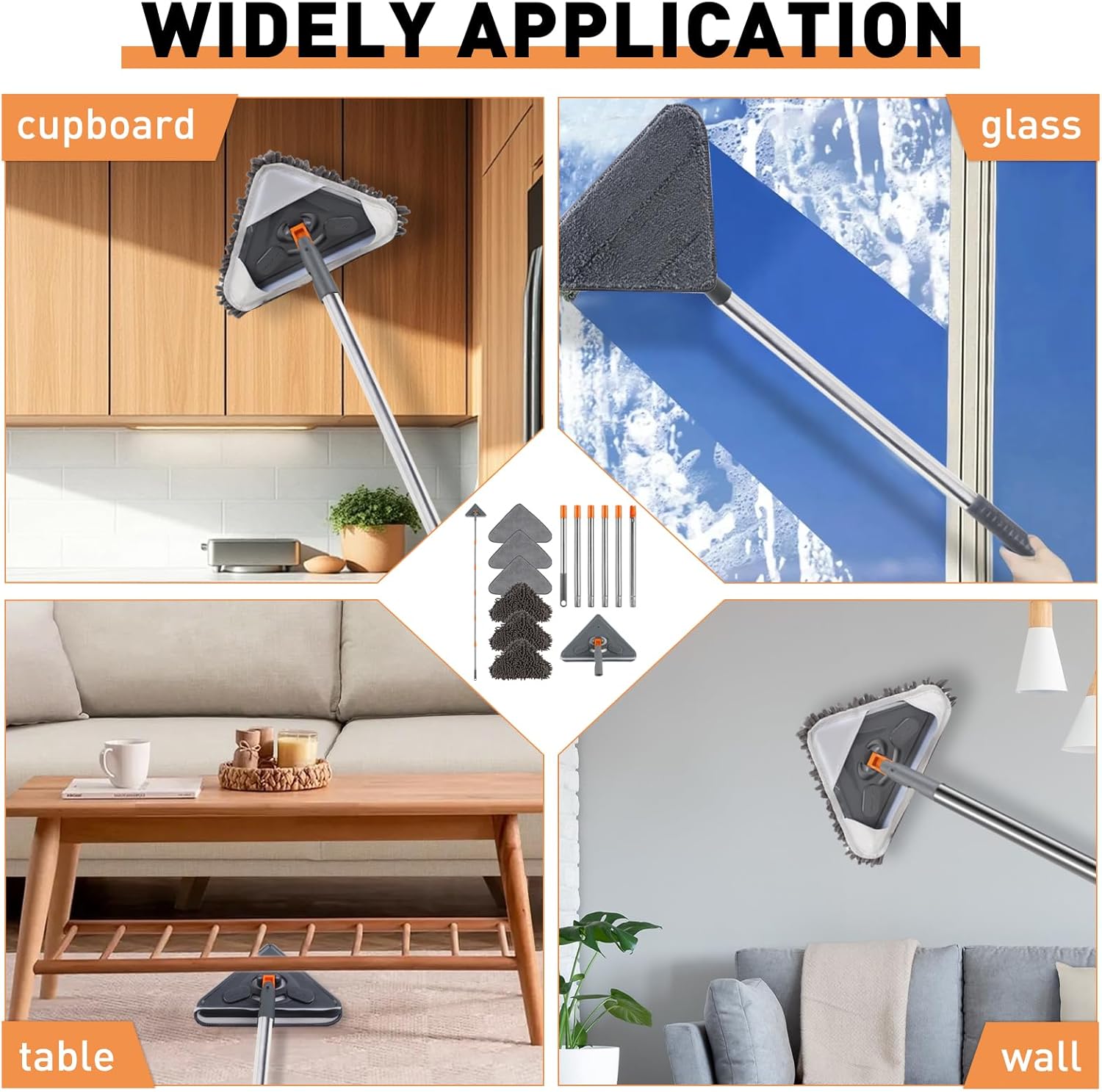 Wall Cleaner Mop with Adjustable Long Handle, Sturdy Wall Washer Cleaner