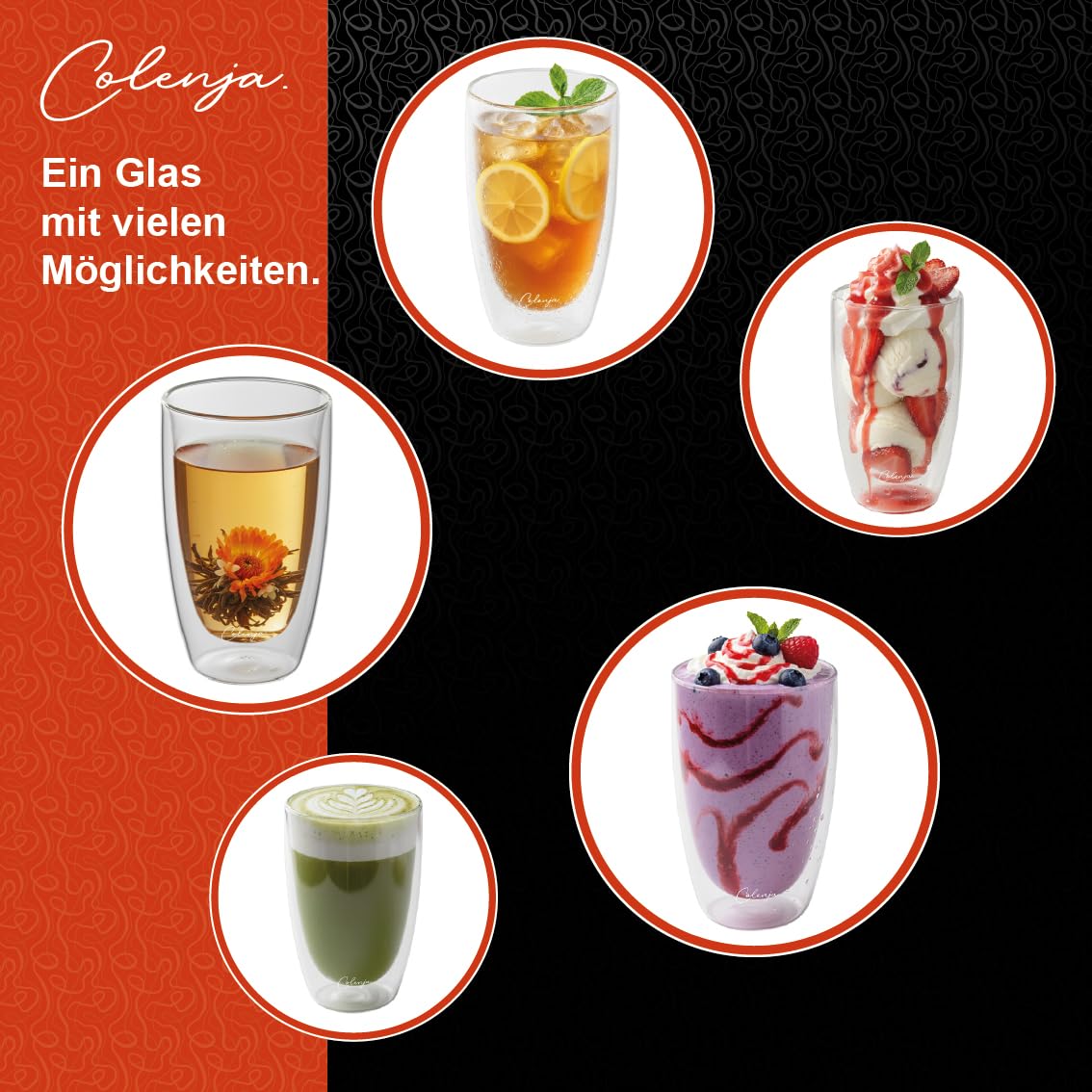 Doppelwandige Latte Macchiato Gläser - 6er Set 330ml - hochwertige Kaffeegläser – kratzfestes Glas - Borosilikatglas - Spülmaschinengeeignet - Matcha