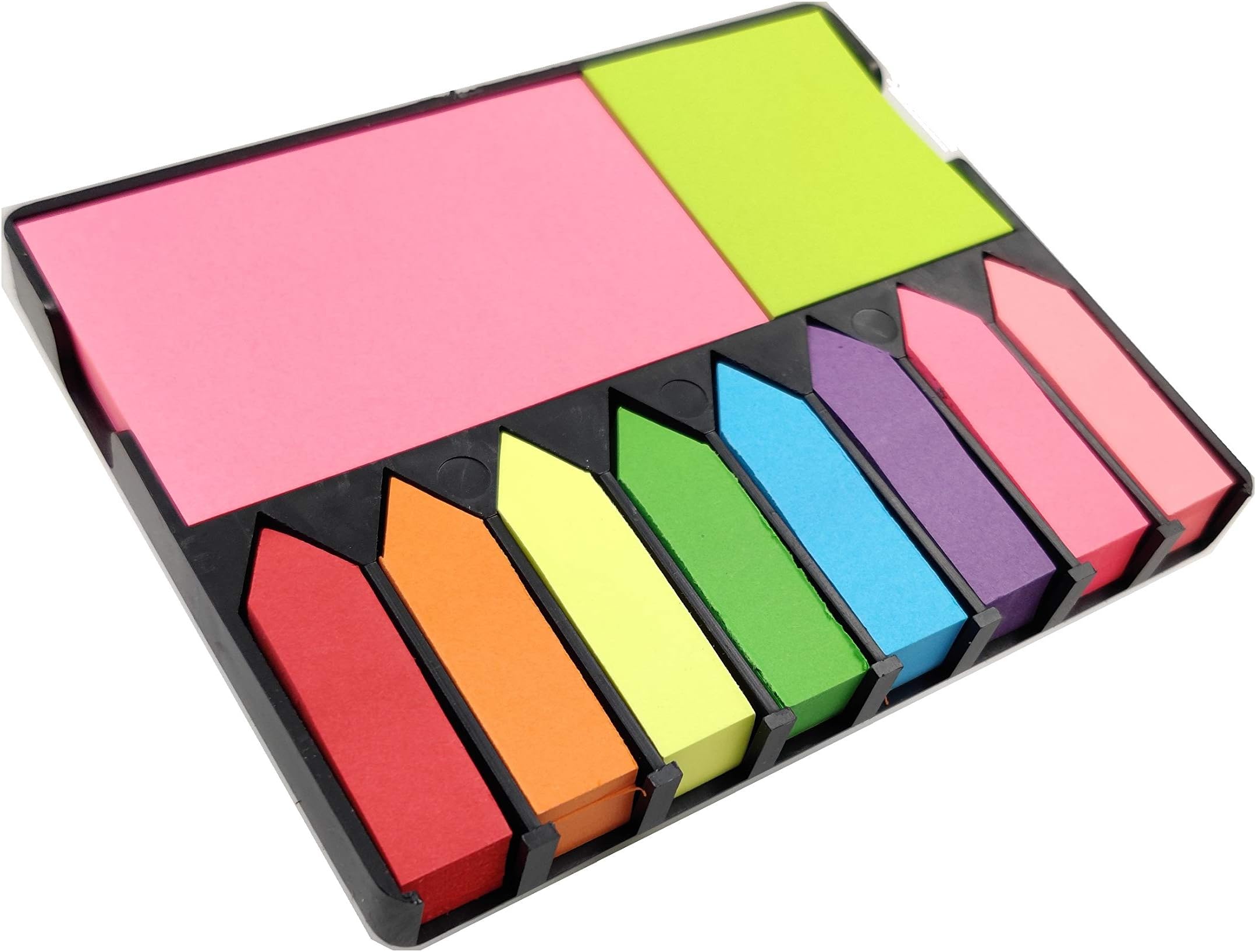 R H lifestyle Sticky Note Memo Pad with 8 Sticky Tabs, Bright Neon Colors Cute Sticky Notes Set (100 Sheets Each) for Office Stationery School Supplies