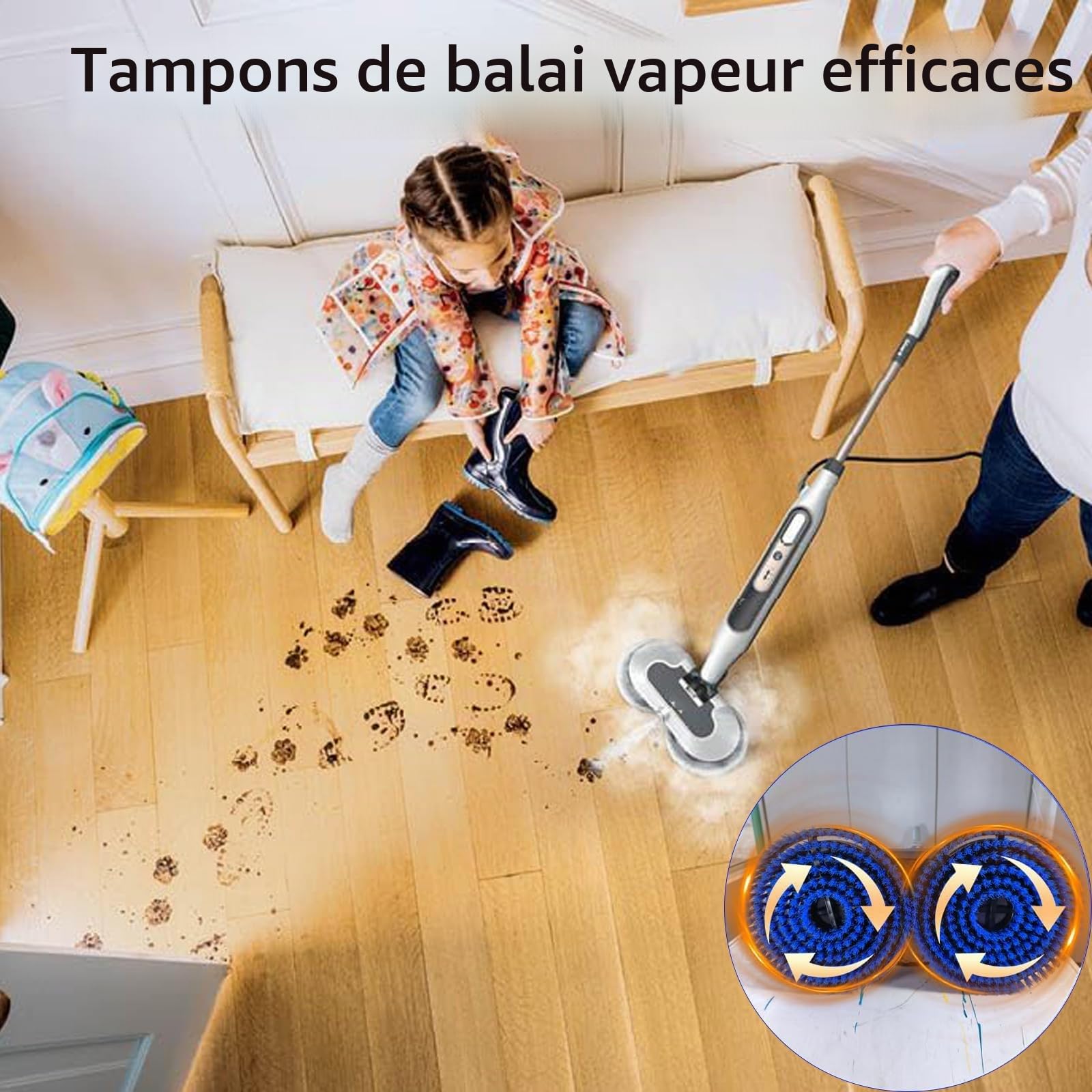 Lot de 2 têtes de brosse de rechange S8201 pour balai vapeur Shark S8201/S8001/S7000/S7201/S7000AMZ/S7005/S7020/S7001C - Nettoyage en profondeur des sols en bois dur et carrelage