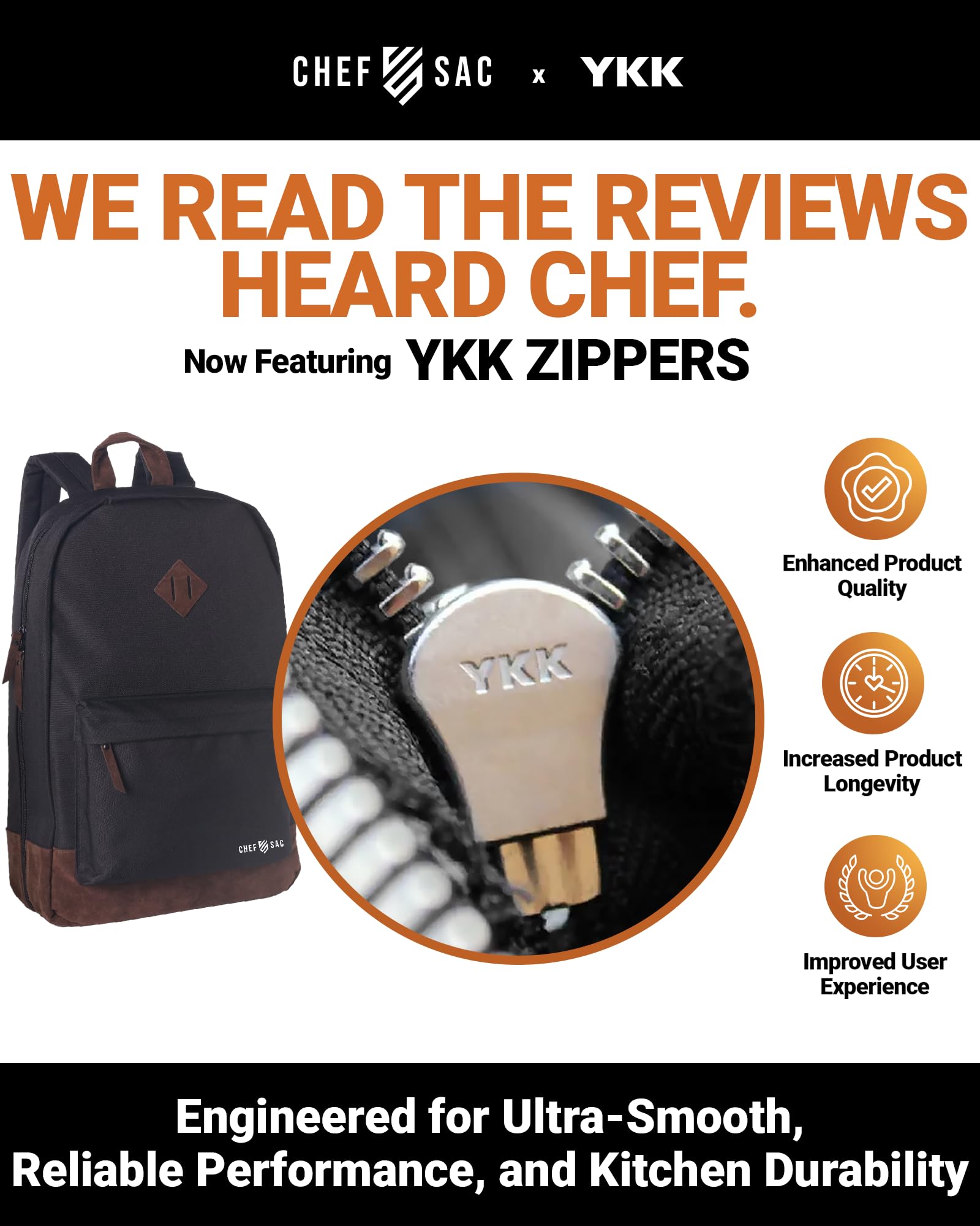 Chef Knife Backpack Professional Knife Bag for Chefs and Culinary Students Heritage Design Reinforced Handles YKK Zippers Secure Knife Retention Panels Durable Water-Resistant Fabric Black product thumbnail 5