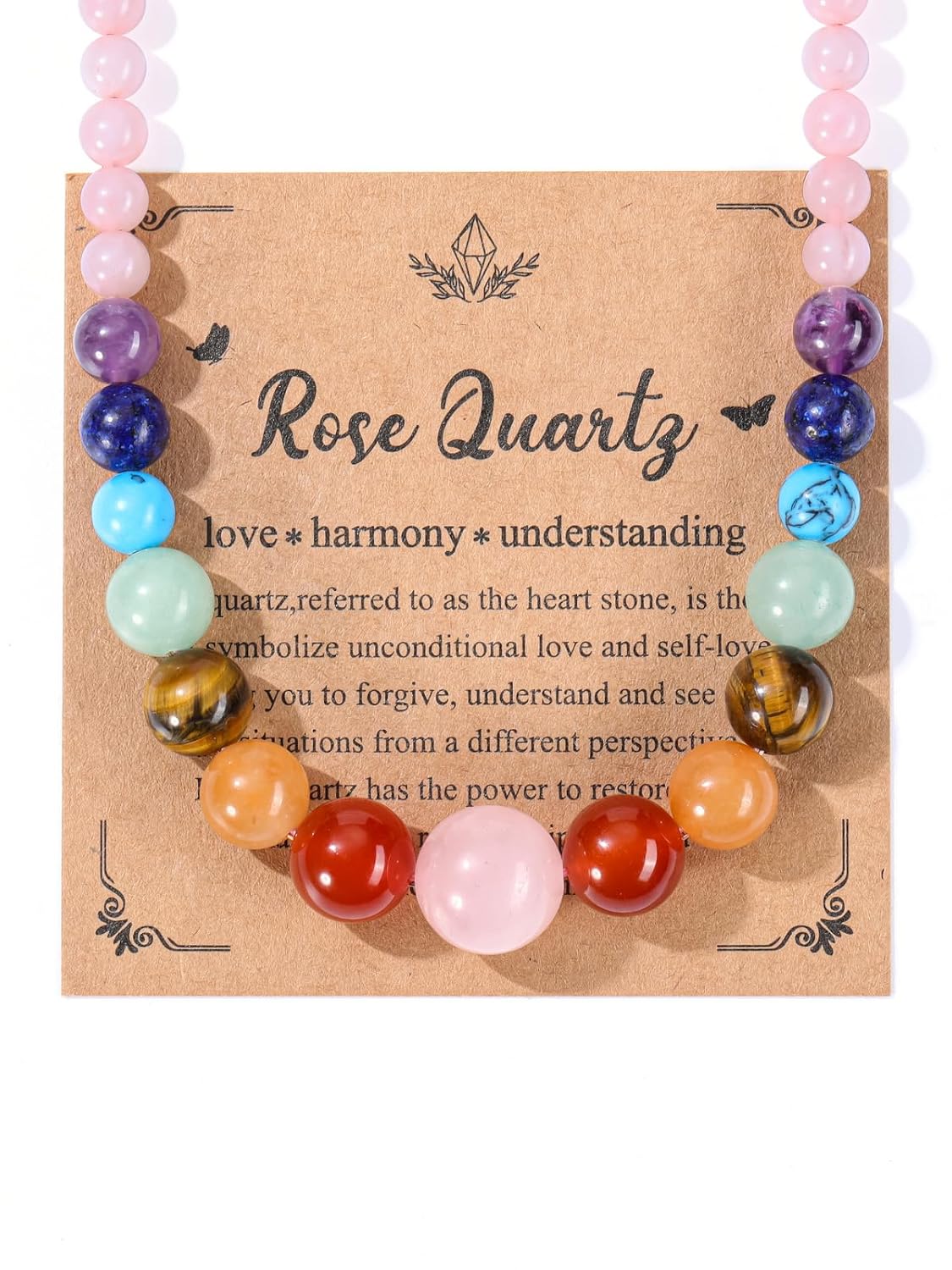 Jovivi 7 Chakra Necklace for Women Natural Chakra Gemstone Healing Crystal Yoga Mala Beads Necklace Engery Reiki Crystal Beaded Necklace Jewelry Mothers Day Birthday Gift