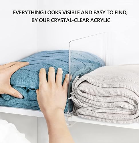 Miniatura 3 de HBlife Paquete de 8 separadores de estantes transparentes, organizador vertical de bolso para armario, perfecto para suéteres, camisas, bolsos en el