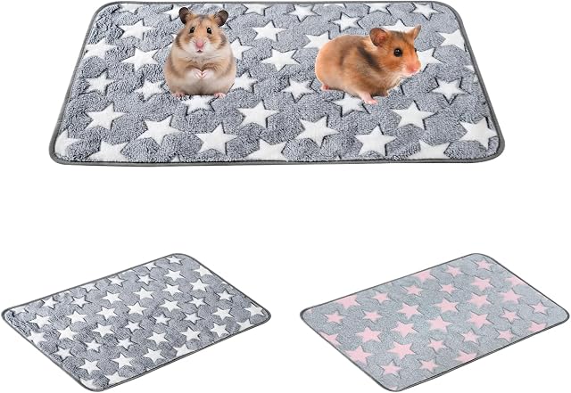 2 Tapis Lavables et Réutilisables pour Cage de Tapis Cochon d’Inde, Absorbants Tapis Pipi pour Cochon d'Inde Doublures pour Pipi Petits Animaux, Lapins et Hamsters (étoiles, 70 x 50 cm)