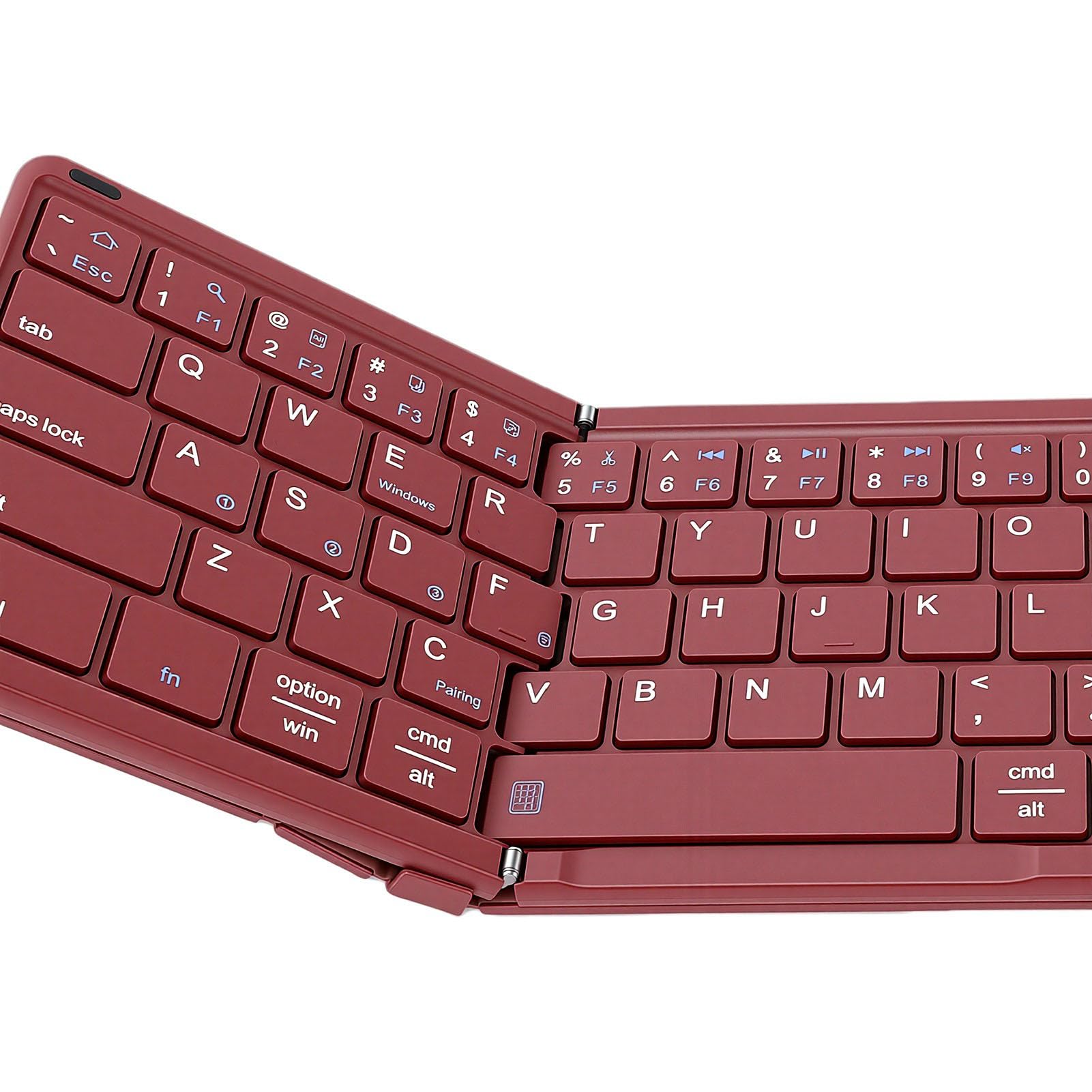 Dpofirs Tastiera Bluetooth Pieghevole con Touchpad, Tastiera da Viaggio Wireless Portatile Ricaricabile per Tablet, Telefono Portatile (WINE RED)