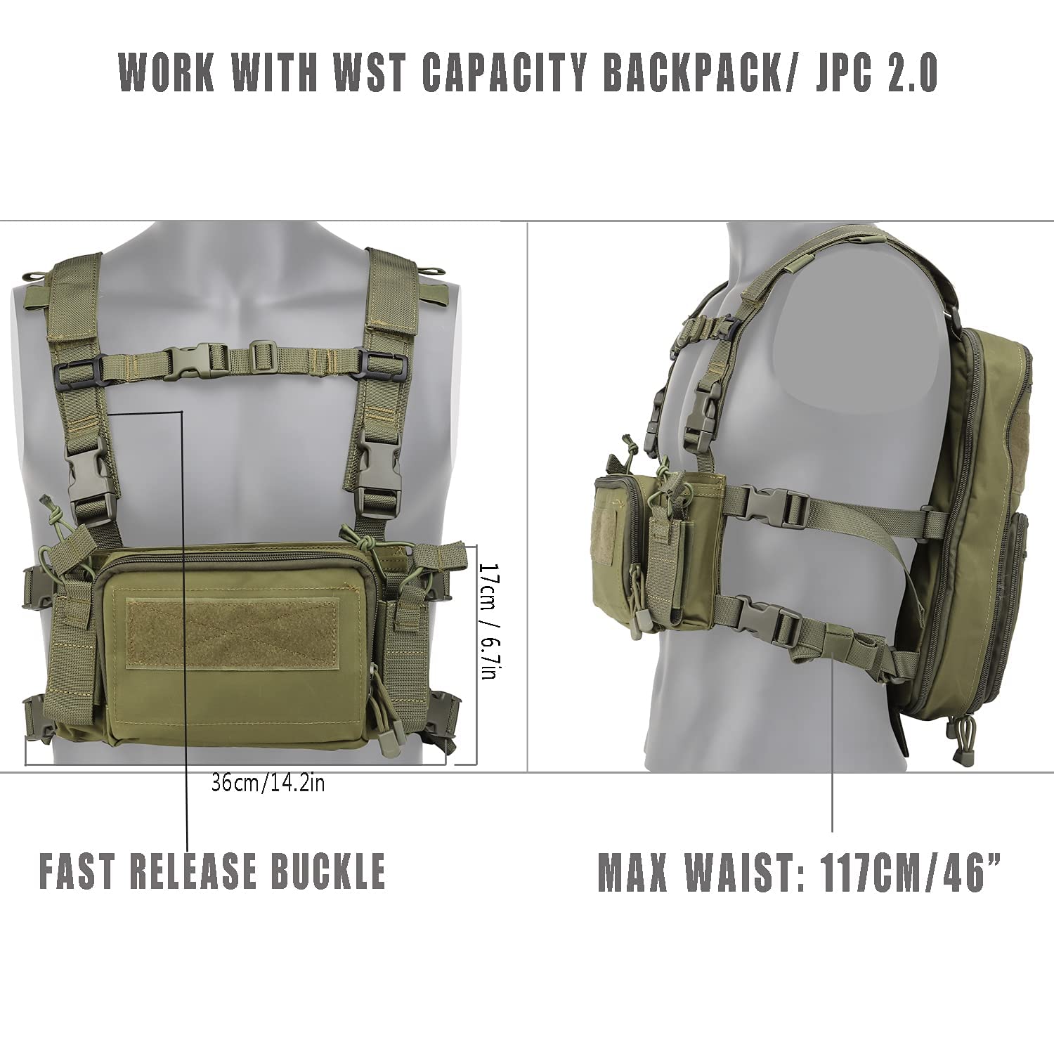 Chest Rig Molle Gilet Tattico Chest Rig 500D - Multicam Con Multiple Tasche Gilet Assalto Multi Tasche