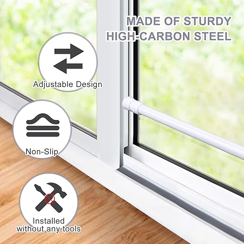 Miniatura 4 de WXJ13 Barra de seguridad para ventana de 2 piezas, barra de seguridad para puerta corredera, cerradura de puerta de vidrio deslizante ajustable, se