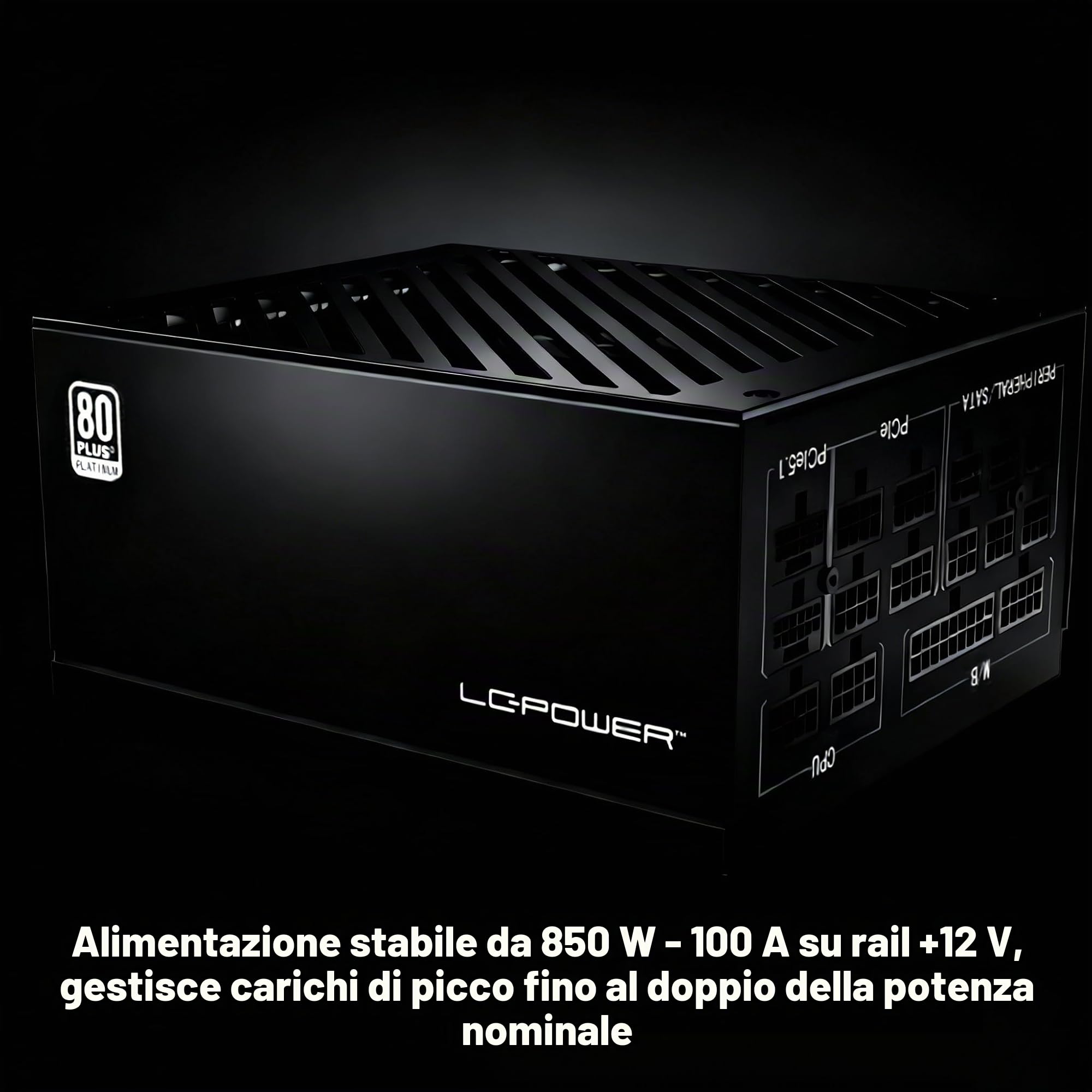 LC-POWER Alimentatore PC Modulare 1200W 80 PLUS Platinum, ATX 3.1, 135mm Ventola Silenziosa, 10 Anni Garanzia (LC1200P2 V3.1)