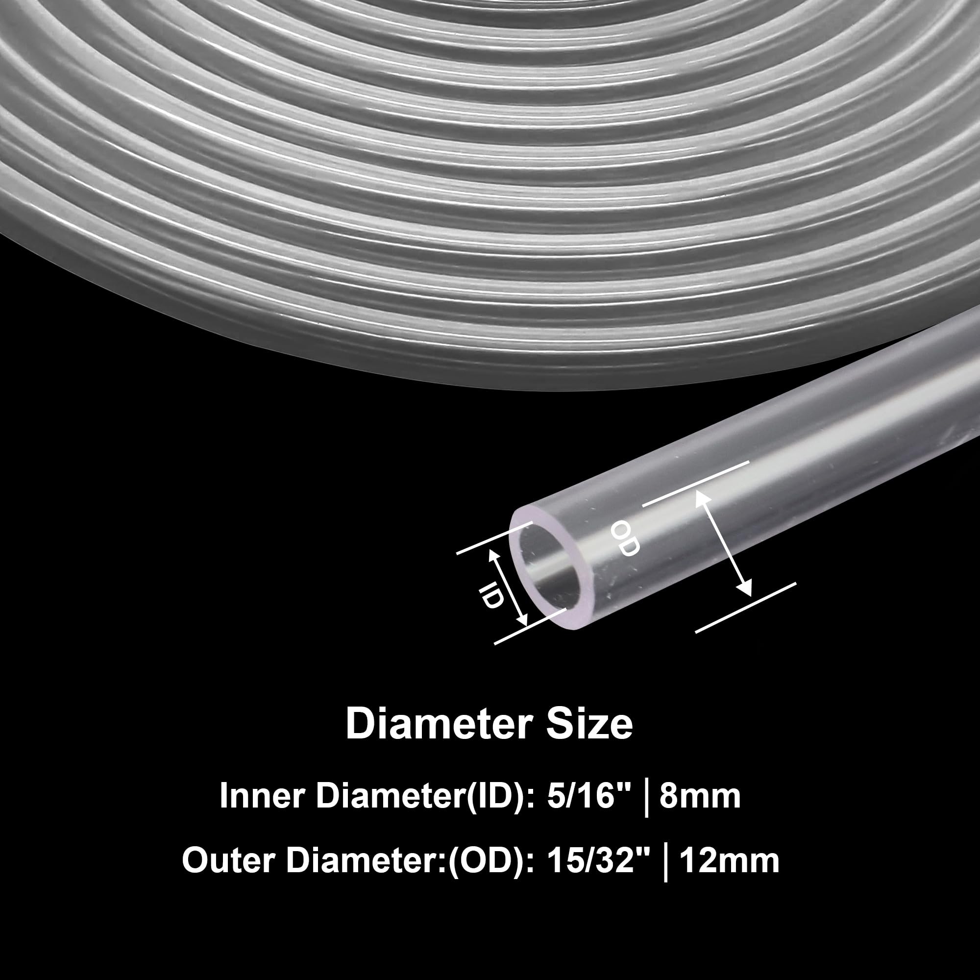 Tuyau en PVC transparent de 5 m, diamètre intérieur 8 mm x diamètre extérieur 12 mm, tube en plastique durable et flexible, LAVMHAB tube en PVC pour air, eau et projets de bricolage
