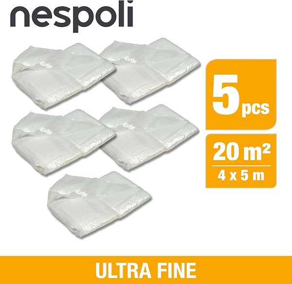 Nespoli – Set 5 Teli Copritutto 4x5m per la Protezione di Mobili e Arredi Interni, Teli per Imbiancare Ampi e Resistenti da 20 m² - Telo Copritutto in Plastica Ultra Fine, Flessibile e Antistrappo - 2