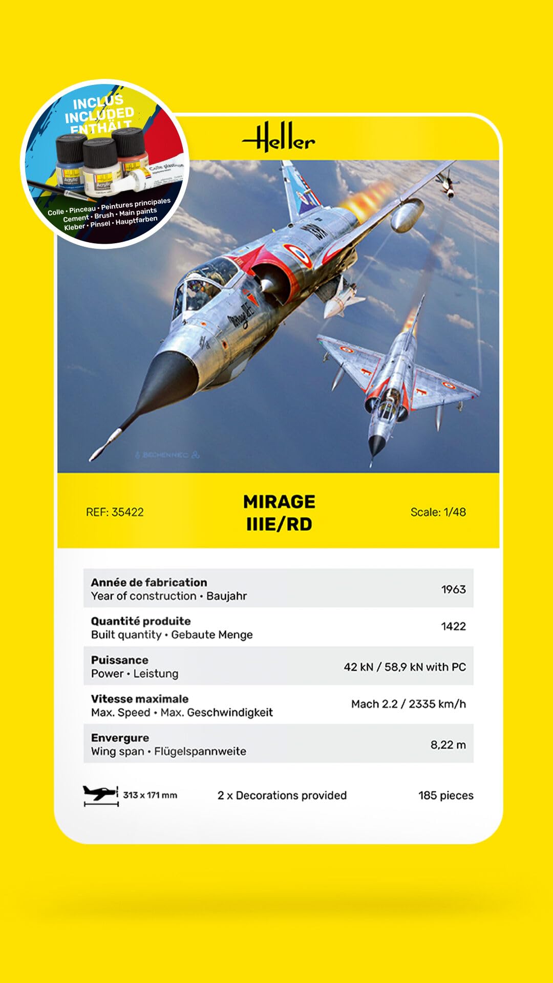 heller Starter Kit Mirage IIIE-O-R-RD-EE-EA - 1:48e